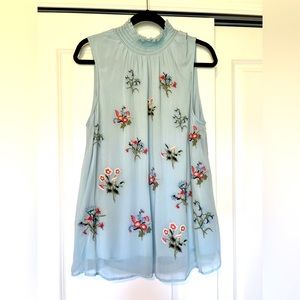 Sundance Catalog, Altamira Top, Size Large, Dusty Blue.